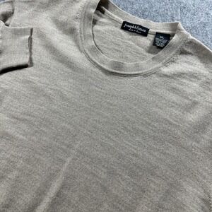 Joseph & Lyman Sweater Mens XL Tan Extrafine Merino Wool Crew Neck Made In Italy